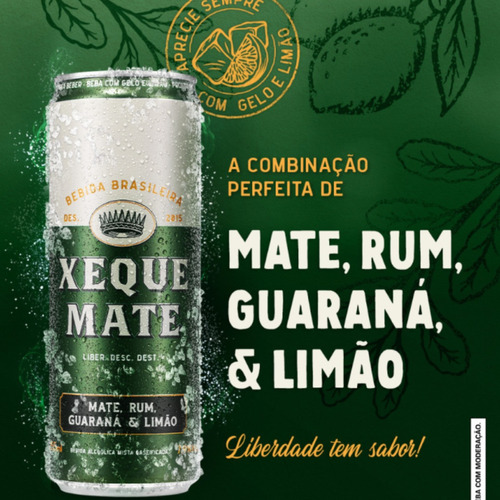 Kit 6 Latas Bebida Xeque Mate Draft Rum 355ml Saboroso Limão
